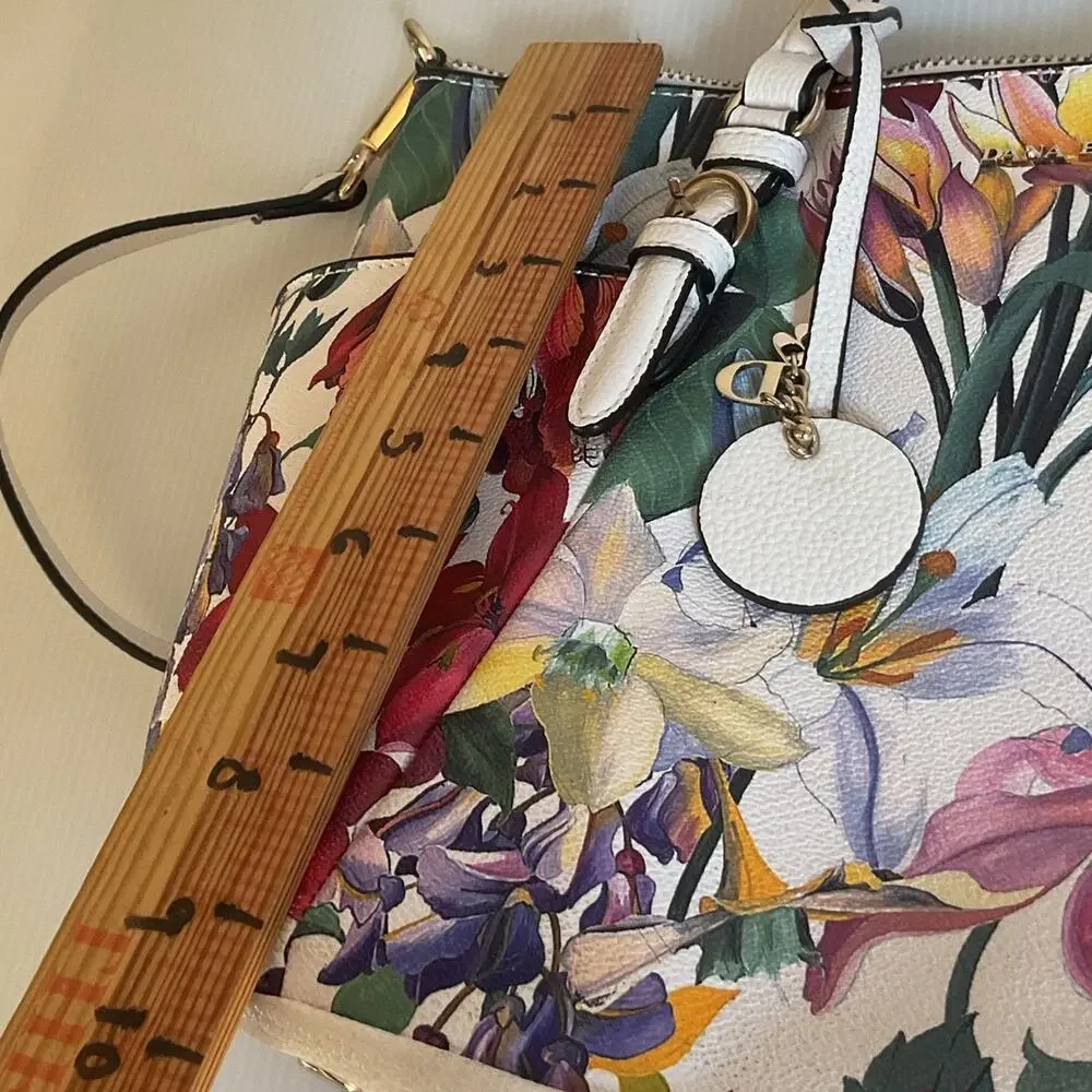 Dana Buchman Floral Satchel Handbag White Multicolor Shoulder Crossbody Bag